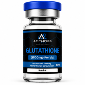 Glutathione research compound vial studied for its role in cellular redox balance and antioxidant pathway research