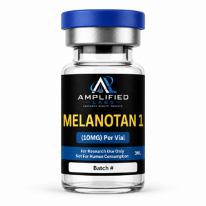 Melanotan I research peptide vial studied for its role in melanocortin receptor signaling pathways, for in vitro laboratory use