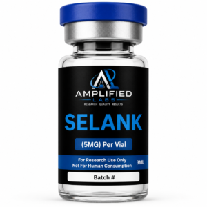 Selank research peptide vial studied for its role in neuropeptide signaling and receptor interaction research, for in vitro laboratory use
