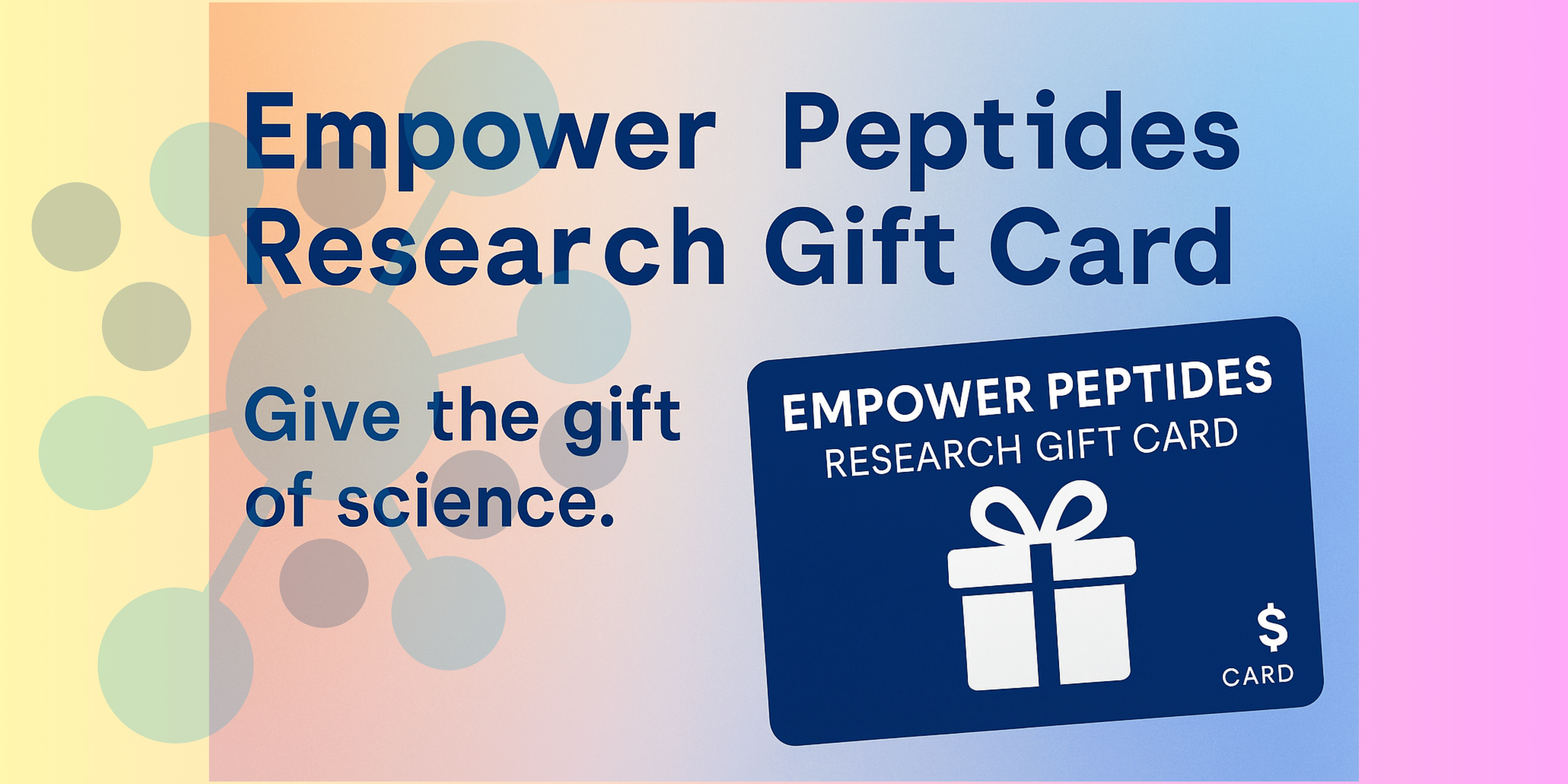 Amplified Labs Research Gift Card banner – digital lab gift with tagline 'Give the gift of science' on a gradient background