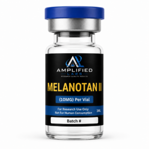 Melanotan II research peptide vial studied for its role in melanocortin receptor signaling pathways